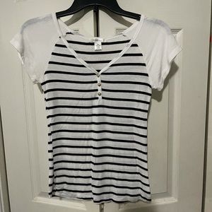 Bozzolo Black and White Striped Short Sleeve Shirt